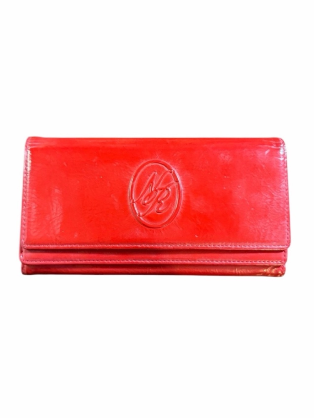 Nina Ricci Red Vintage Leather Continental Wallet with Embossed Logo